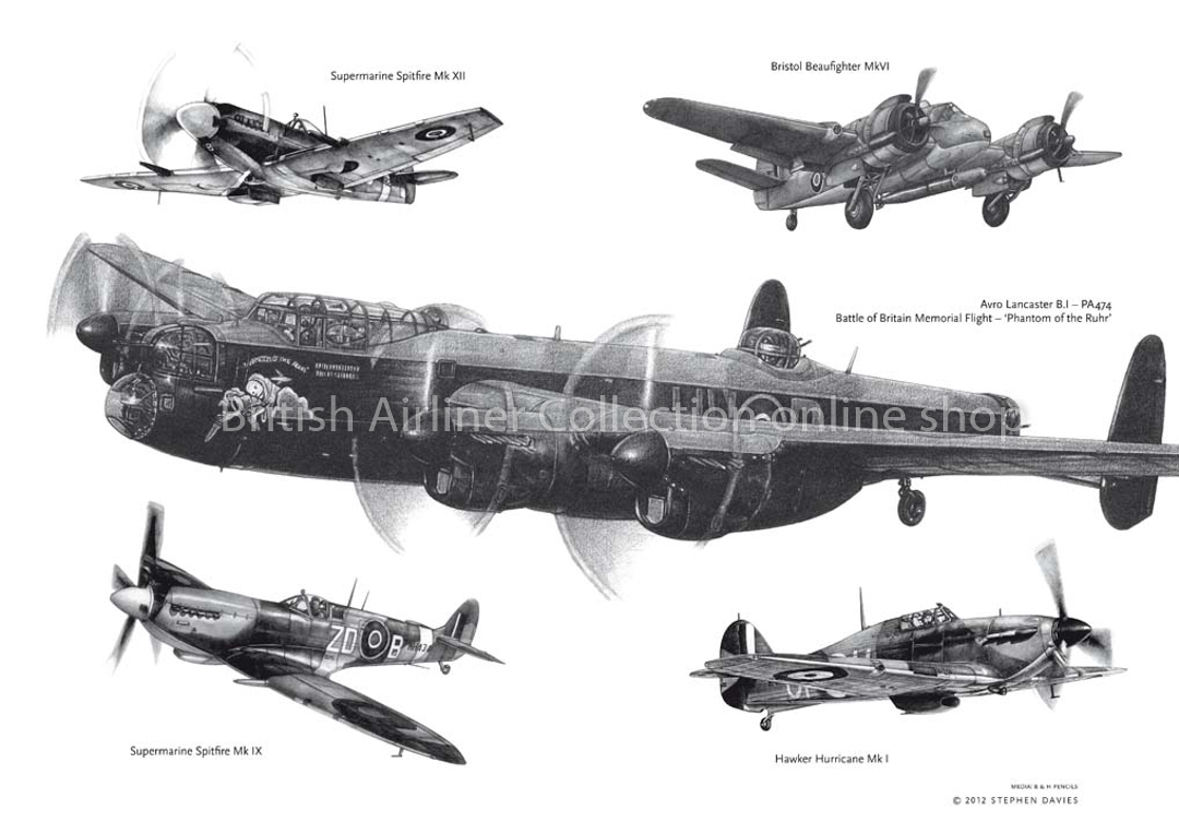 Lancaster, Spitfires, Hurricane and Beaufighter